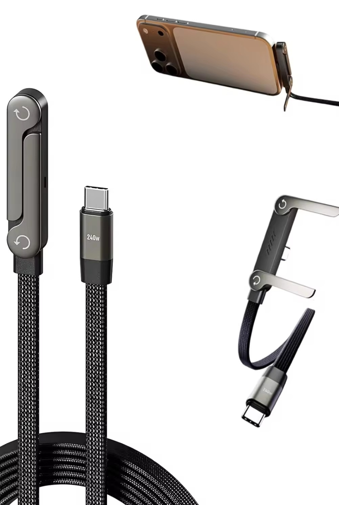 Fast Charging USB-C Cable 240W with Built-In Stand